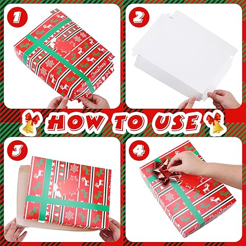 Miniatura 3 de Qilery 24 cajas de regalo de Navidad con tapas y lazos rojos, cajas de regalo de Navidad a cuadros, 4 tamaños, cajas de regalo a granel, caja de