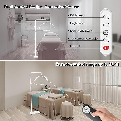 Miniatura 7 de Half Moon - Lámpara de pie LED ajustable con lupa 4X y soporte para teléfono para extensiones de pestañas, arte de uñas, tatuaje, cuidado de la