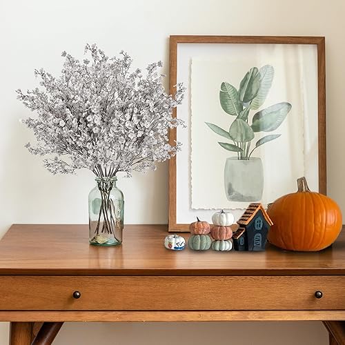 Vista 101 de Sggvecsy 15 piezas de flores artificiales de aliento de bebé, ramos de gypsophila a granel, flores de seda falsas de tacto real para el hogar, Negro