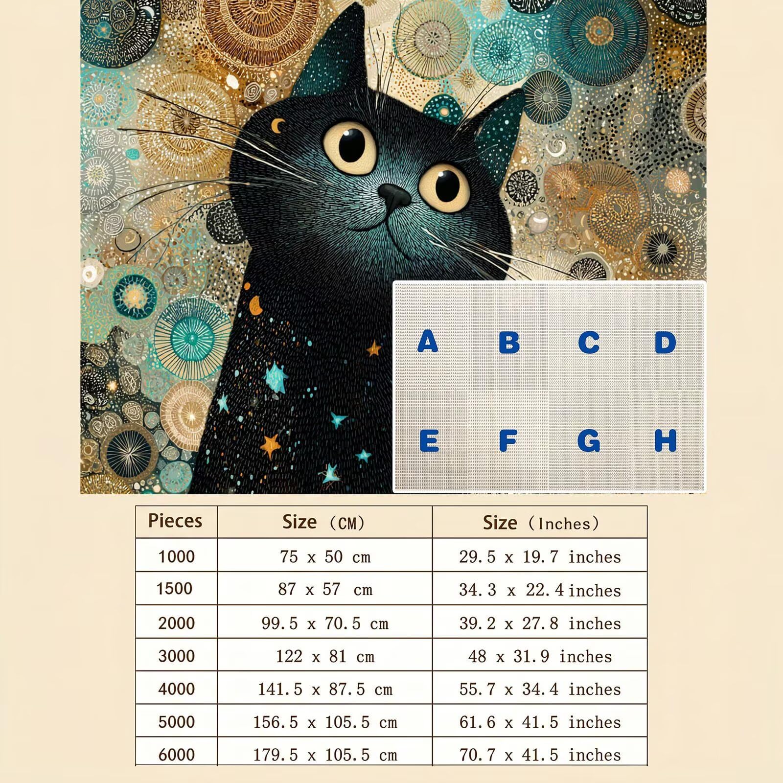 gatto nero-2 Puzzle 5000 Pezzi per Adulti, Puzzle in Legno - Collezione Classica con Poster Incluso - Sfida di Concentrazione e Passatempo Antistress, Gioco Educativo per Famiglia, 156 x 105 cm f0-704