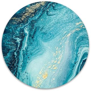 Atufsuat Mouse Pad, Premium-Textured Small Round Mousepad 7.9 x 7.9 Inch, Cute Mouse pad for Wireless Mouse, Waterproof Non-Slip Rubber Base Mouse Mat for Laptop PC Office Women, Blue Ocean Marble