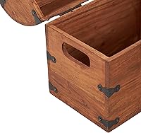 Vista 5 de Deco 79 Caja decorativa de madera hecha a mano con arco, caja de almacenamiento decorativa con herrajes de metal negro, caja de almacenamiento de 14