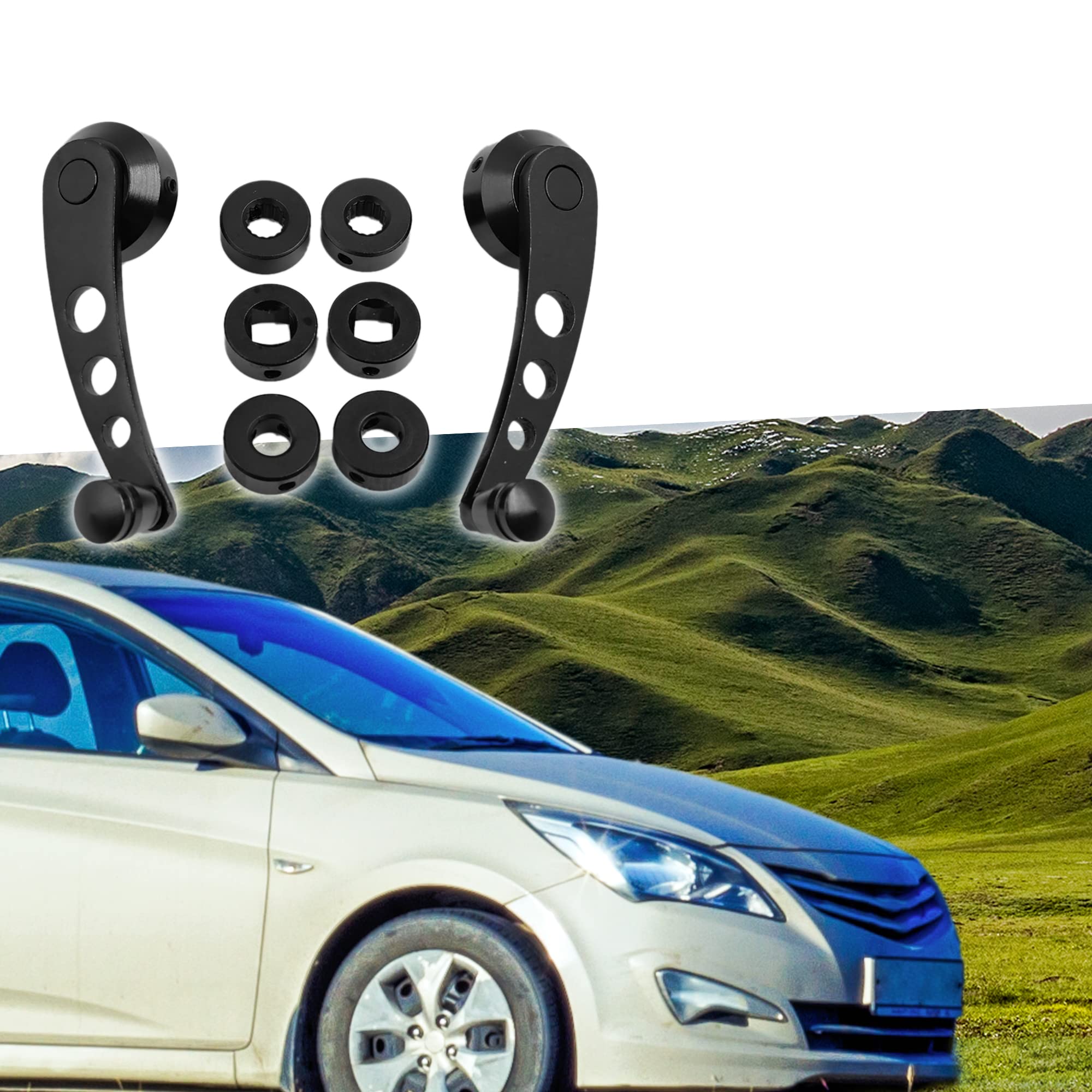 A ABSOPRO Manovella Maniglia in Alluminio Lega Per Finestre Porta Auto Sostituzione Automobilistica Maniglia 2 Pezzi Nero