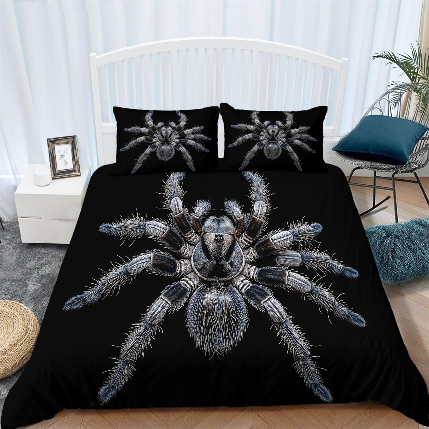 3-częściowy komplet pościeli z mikrofibry, poszwa na kołdrę 220 x 240 cm, z 2 poszewkami na poduszkę, miękka poszewka na poduszkę, z mikrofibry, z zamkiem błyskawicznym, czarna
