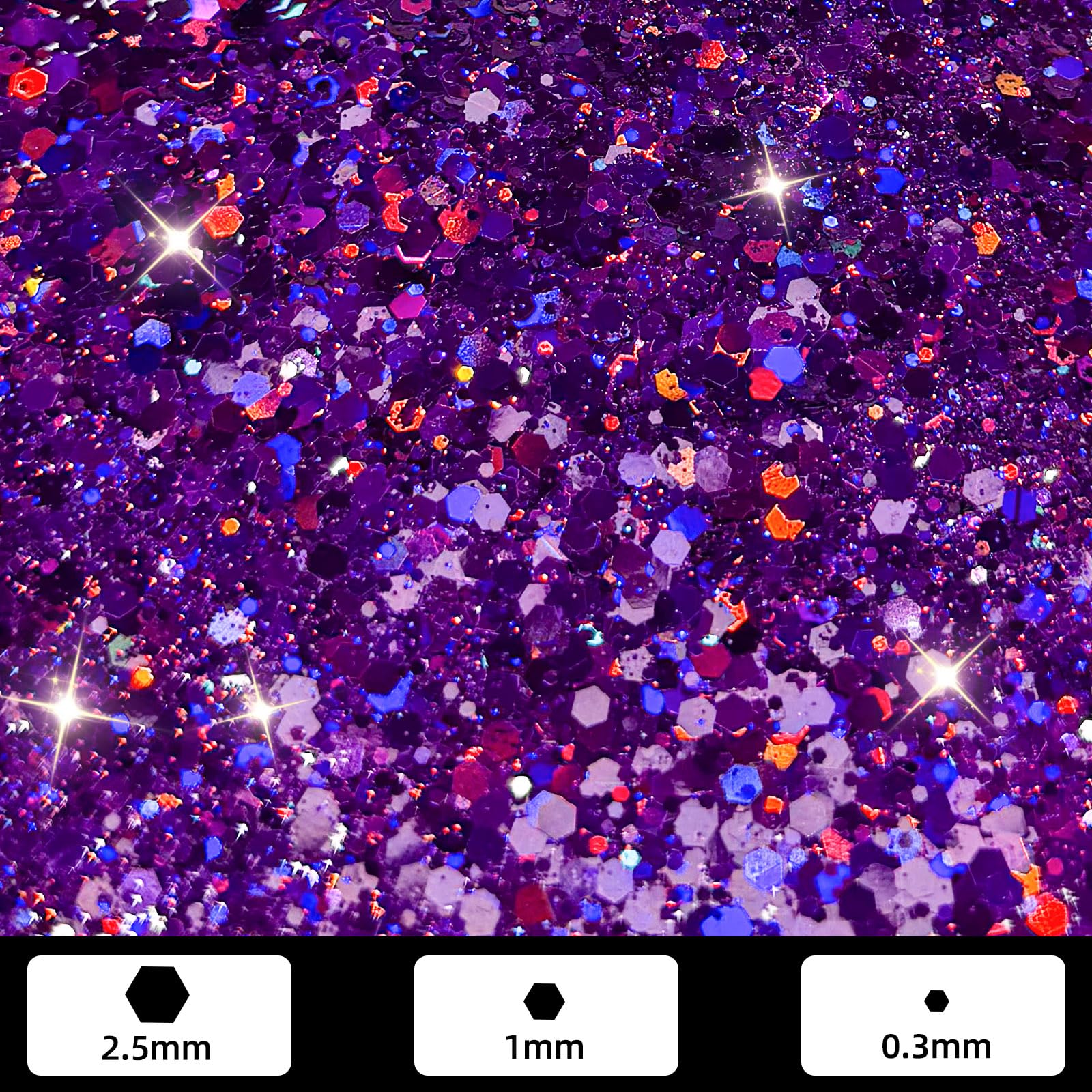 GlimmerLife Purple Chunky Glitter 150G/5.29OZ Glitter, Holographic Chunky Glitter Sequin Flake Bulk, Craft Glitter for UV Resin, Nail Glitter for Face, Body, Eye, DIY Halloween Decorations