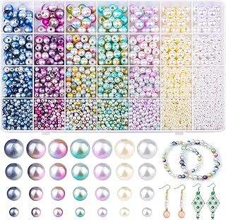 Aenezus - 2200 cuentas de perlas multicolores, perlas sueltas de 0.16/0.39/0.39 pulgadas para manualidades con agujeros para fabricación de joyas