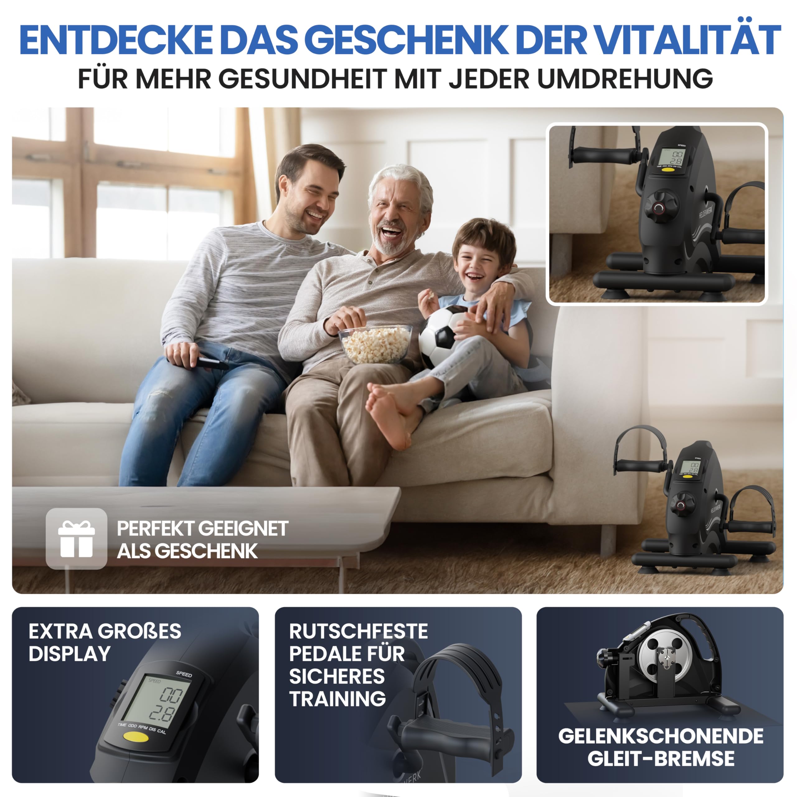 HELDENWERK Pedaltrainer Basic Set TÜV/GS geprüft Arm- und Beintrainer für Zuhause Senioren Pedal-Trainer