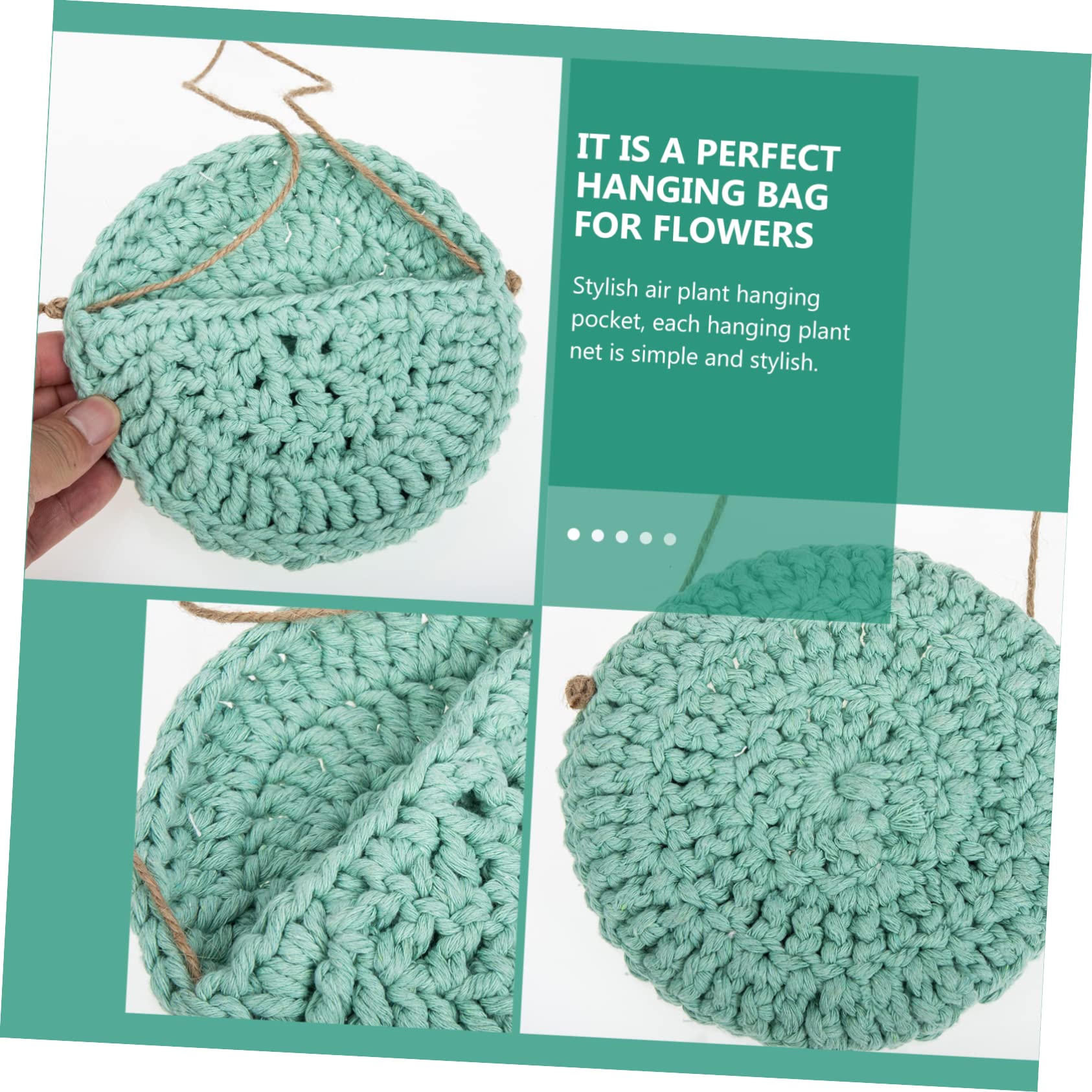 TOYANDONA Lot De 4 Paniers De Fleurs Décoratifs À Suspendre pour Plantes De Jardin Jardinières Esthétiques en Macramé Suspension pour Plantes Murales Intérieures en Coton Vert Clair