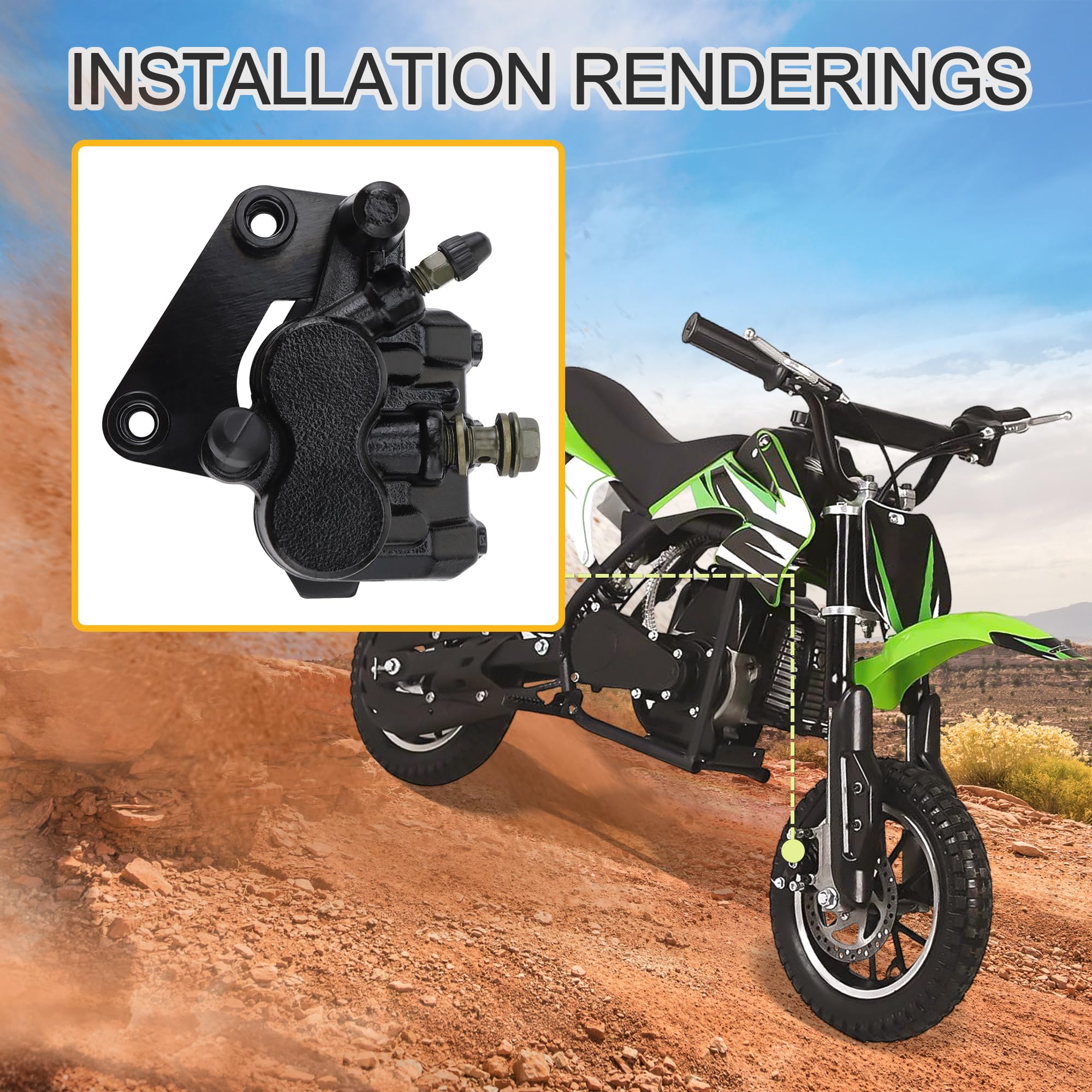 GOOFIT Seal Freno Idraulico Posteriore della Lega Dell'Assemblaggio della Pinza del Freno Posteriore Sostituzione per Quad Dirt Bike 100cc 125cc ATV del Motore della Motocicletta