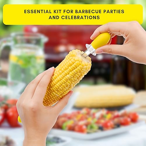 Miniatura 2 de 8 soportes para mazorcas de maíz de acero inoxidable, soportes para mazorcas de maíz – soportes de doble pin para maíz dulce, tenedores de brochetas