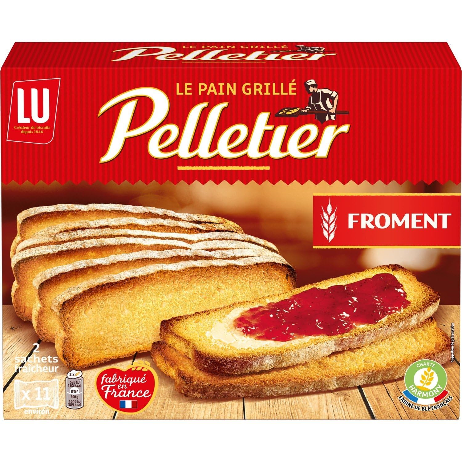 Pains Grillés à la Farine de Froment Pelletier LU - La boîte de 455 g Lot De 4 - Par Lot