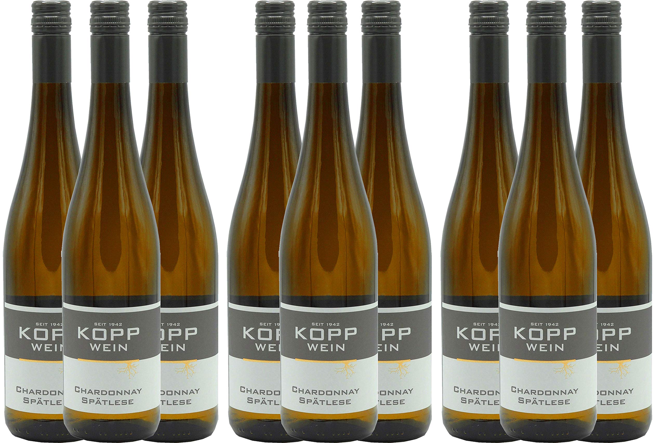 9 Flaschen 2023er Chardonnay Spätlese lieblich Weißwein 0,75l, direkt vom Erzeuger: Weingut Kopp in Ranschbach