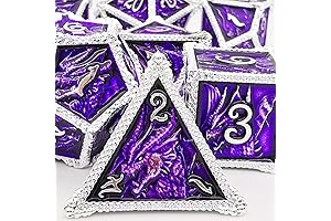 Metal Dragon Dice Set: The Legendary Purple Majesty for Enchanting Tabletop Adventures