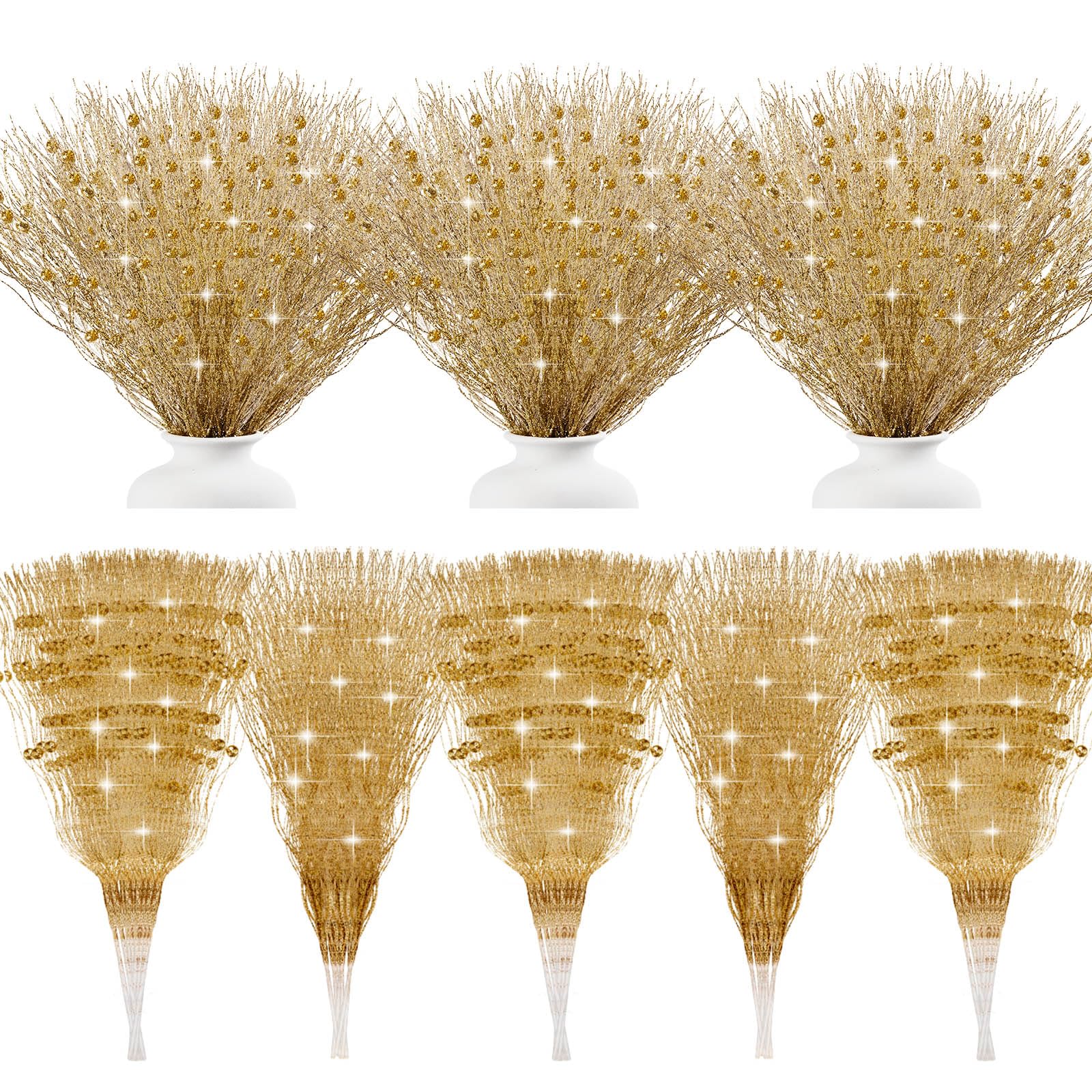 Glitinsel 100 Pcs Christmas Artificial Glitter Berry Stem Ornaments 17