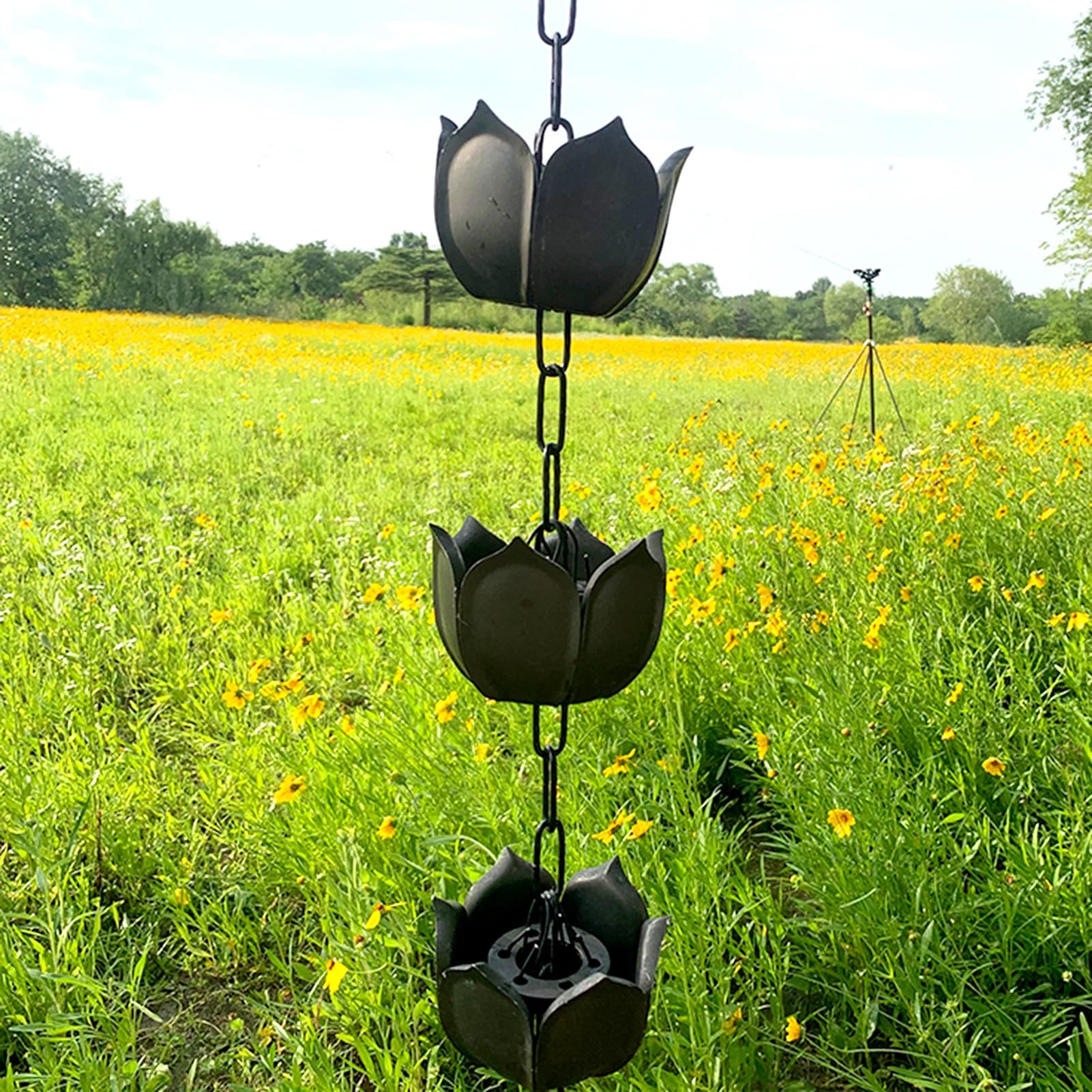 WOTZOV Lotus For Gutters, Replacement Downspouts Rainwater Collection Chain, Outdoor Patio Garden Decorative Rain Bells, Easy To Install，200cm/6.5ft
