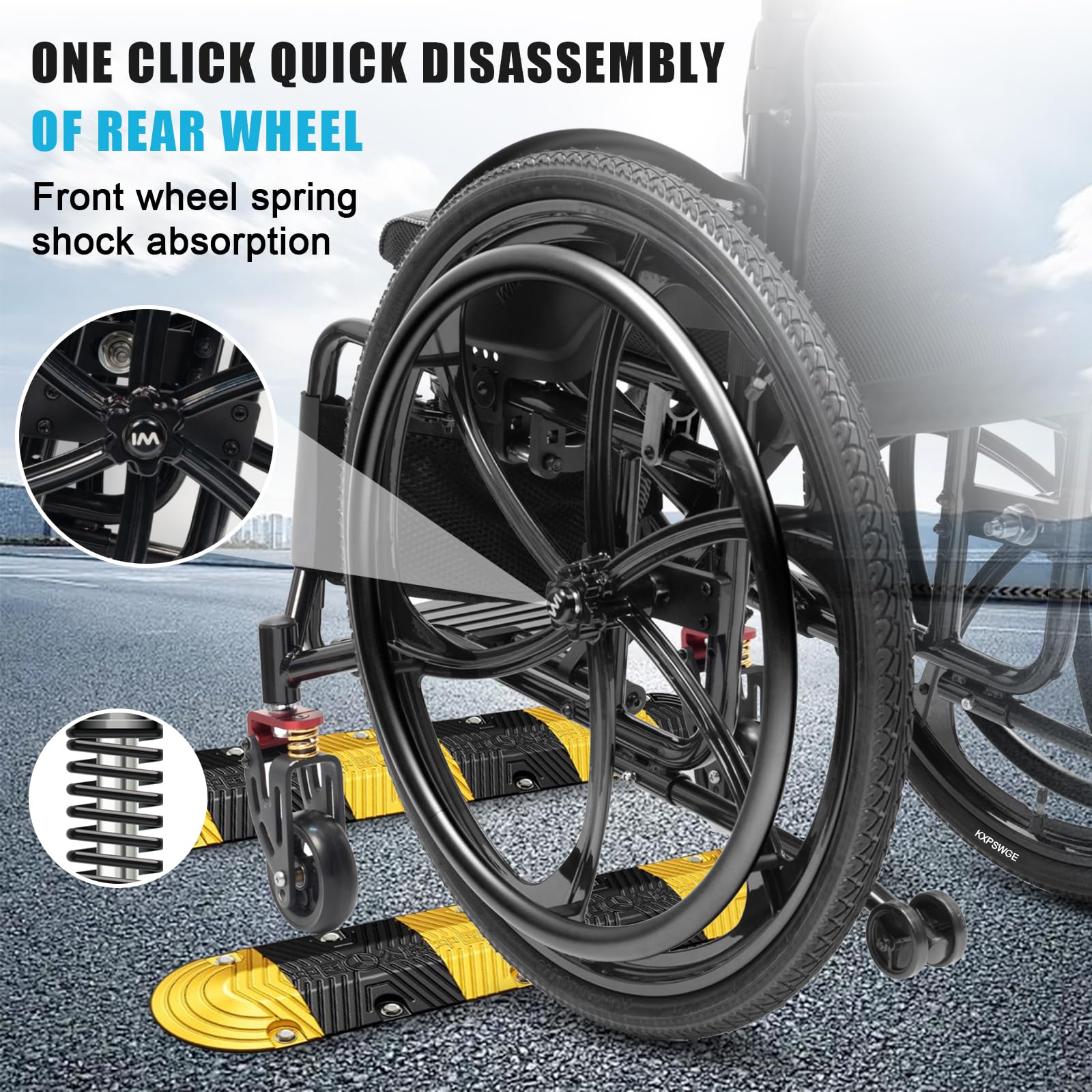 Silla De Ruedas Deportiva Ligera Plegable Todo Terreno,silla De Ruedas De Aleación De Aluminio,sillas De Ruedas Manuales Autopropulsadas,Ruedas de extracción rápida pulsando un botón(Seat width 44cm/1