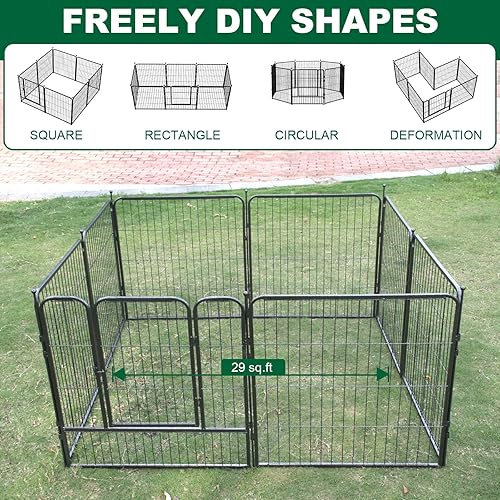 Miniatura 4 de SZHLUX Corralito para perros al aire libre, 8 paneles de valla para perros de 32 pulgadas de altura, corral con puertas para perros medianos y