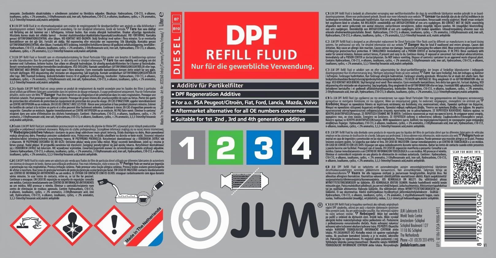 JLM Diesel Partikelfilter (DPF) Nachfüllflüssigkeit 3 x 1 Liter (3 Liter) 3er Pack | JLM DPF Refill Fluid | Regenerationsadditiv