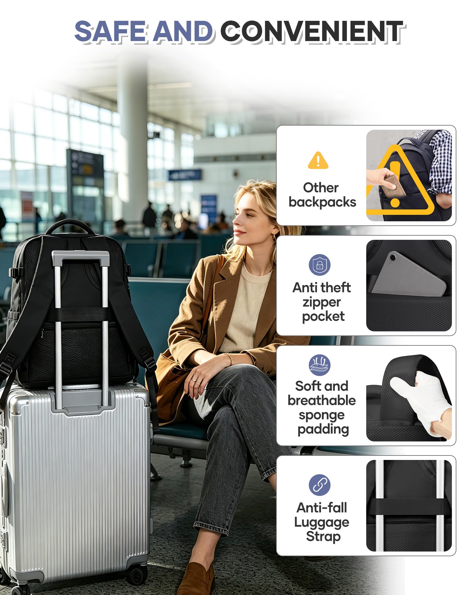 SZSYCN Zaino Sottovuoto Viaggio con Pompa Bagaglio a Mano Ryanair 40x30x20 Zaino Aereo 40x20x25 Ryanair Sottovuoto Borsa da Viaggio 40x30x20 Aereo Bagaglio a Mano Borsa da Lavoro per Laptop