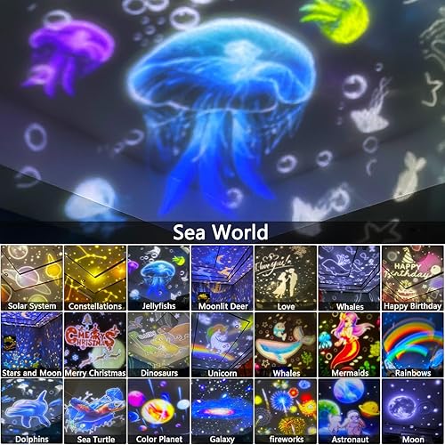 Miniatura 2 de 21 juegos de películas, proyector de luz nocturna para dormitorio de niños, proyector de estrellas para niños y niñas con rotación 360, cumpleaños,