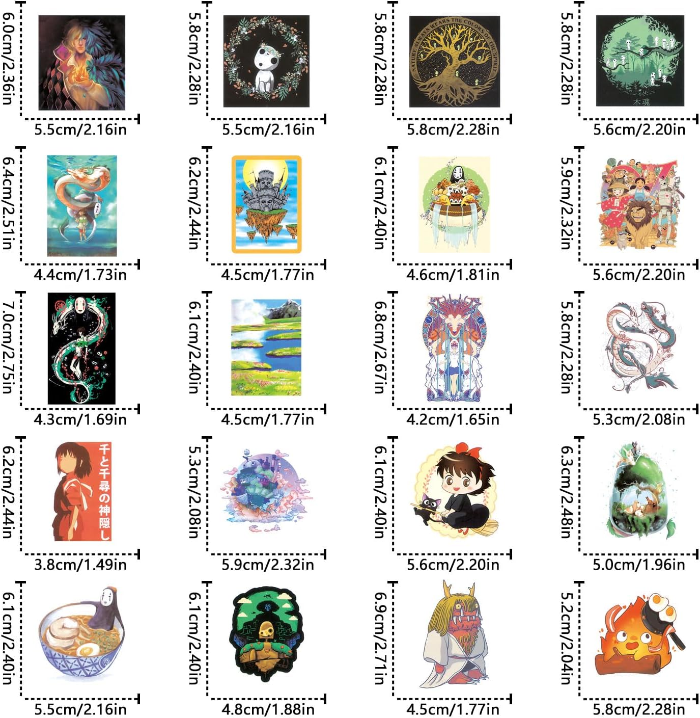 100pcs Hayao Miyazaki Japanese Anime Romantic Aesthetics Retro Funny Stickers Pop Kawaii Pack | Vsco Funny Cool Deacls Graffiti Stickers Vinyl for Water Bottle Skateboard Luggage Laptop image 3