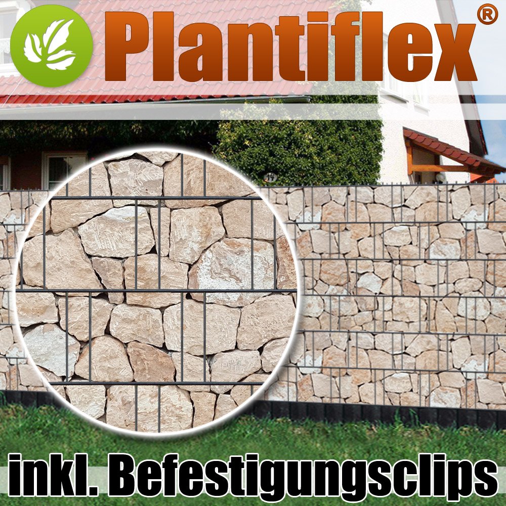 Sichtschutz Rolle 35m Blickdicht PVC Zaunfolie Windschutz für Doppelstabmatten Zaun (Stein-Terracotta)
