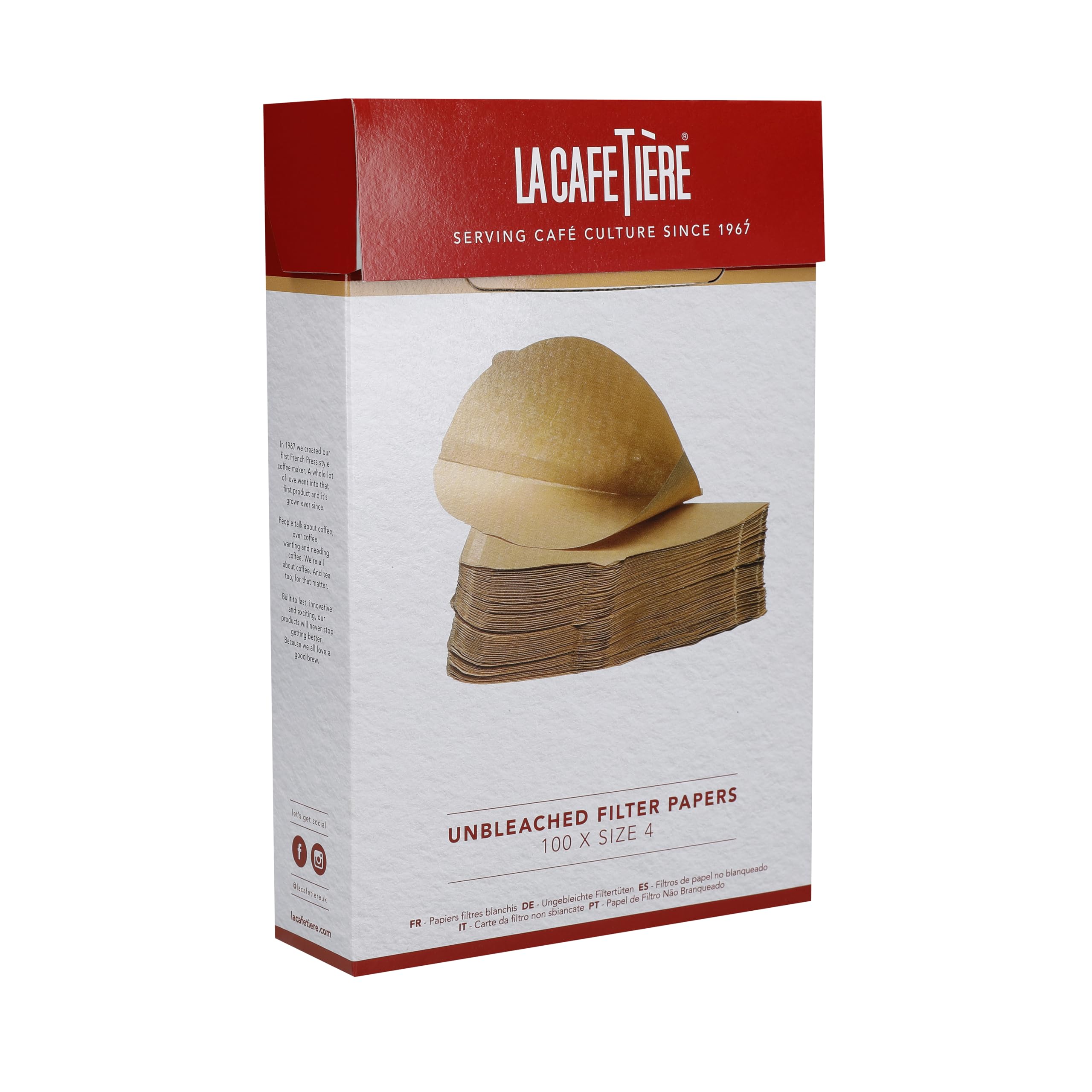 La Cafetière Niebielone filtry do kawy, rozmiar 4, 100 sztuk