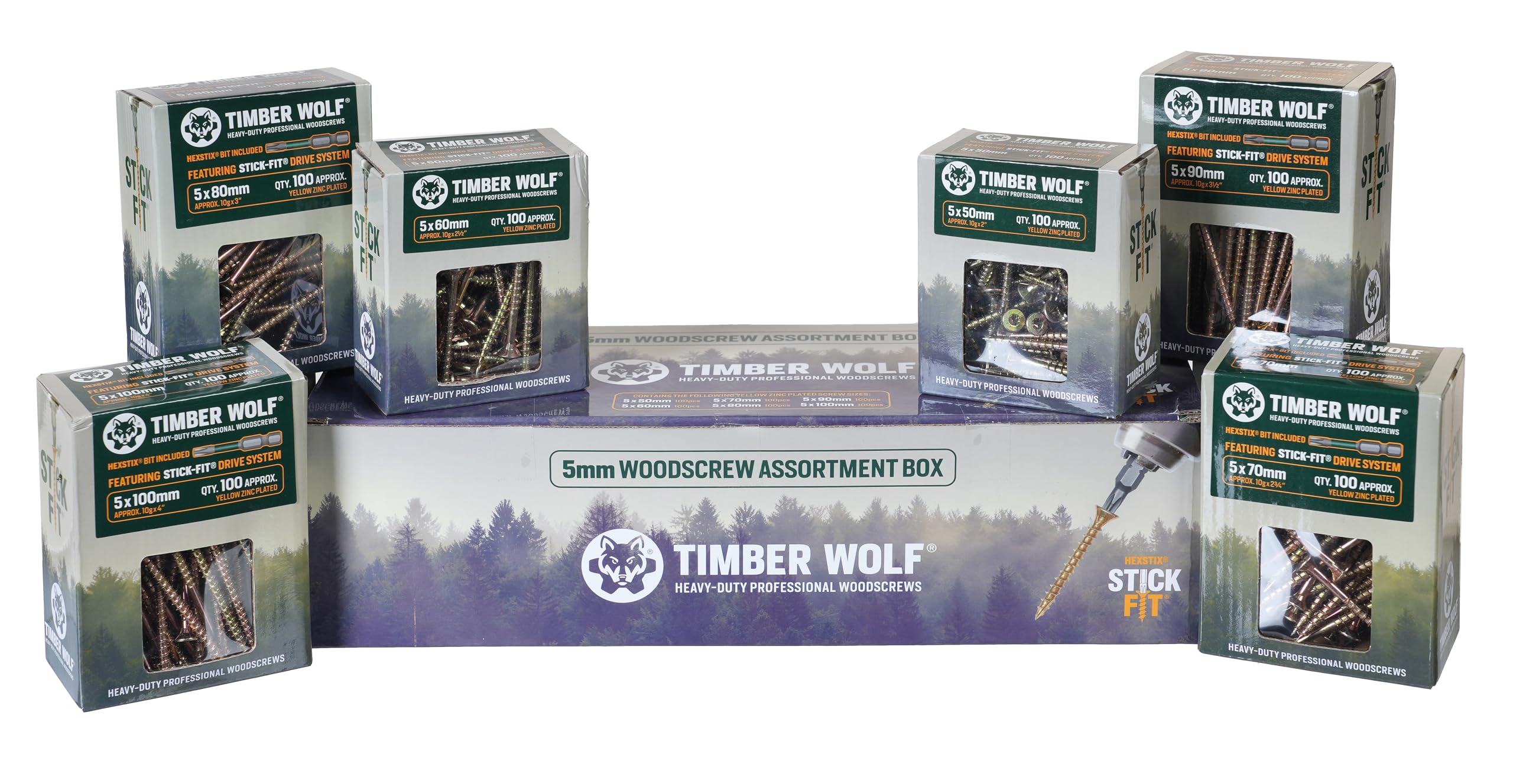 Timber Wolf Holzschrauben-Sortiment, 5 mm, 600 Stück