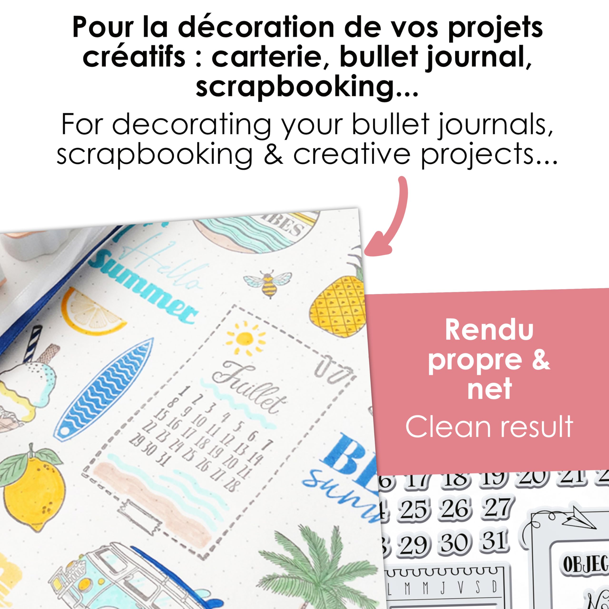 Aladine - Stampo Bullet Clear MIESIĄC ORGANIZACJI - Płyta z piankami, silikonowy ślad - Idealny do Bullet Journal, scrapbookingu, zeszytów - DIY 3958 Kreatywny wypoczynek Czarny