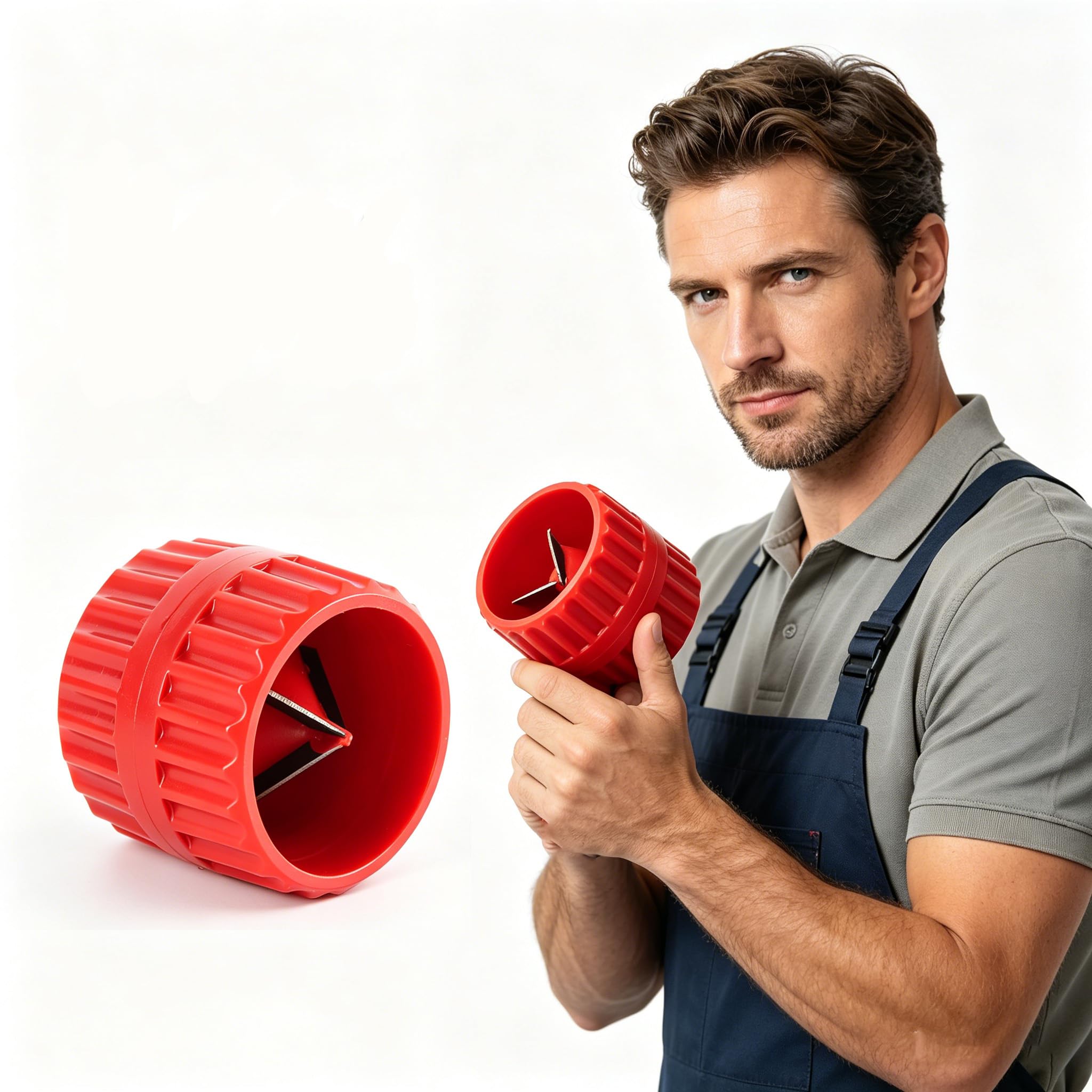 1 PCS Pipe Deburring Tool, External Deburrer and Chamfer Tool, Universal Pipe Reamer for 4mm-38mm (0.12in-1.5in) Plastic, Copper, PVC Pipes and Hoses(Red)
