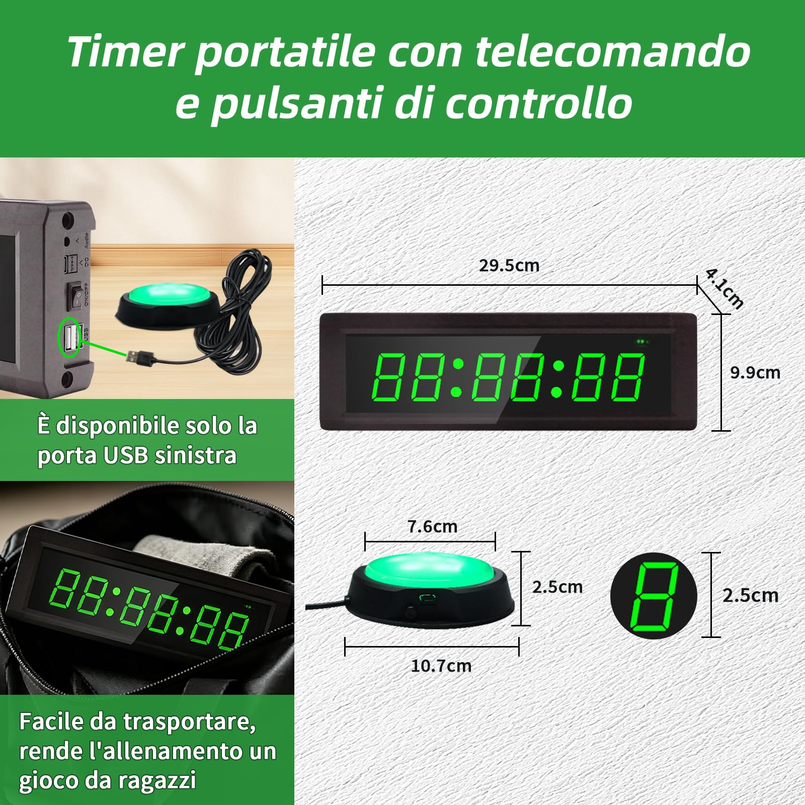 Timer da palestra, conto alla rovescia con pulsante Start/Stop, cronometro digitale con telecomando, orologio digitale a LED 12/24H, timer per allenamento sportivo a casa