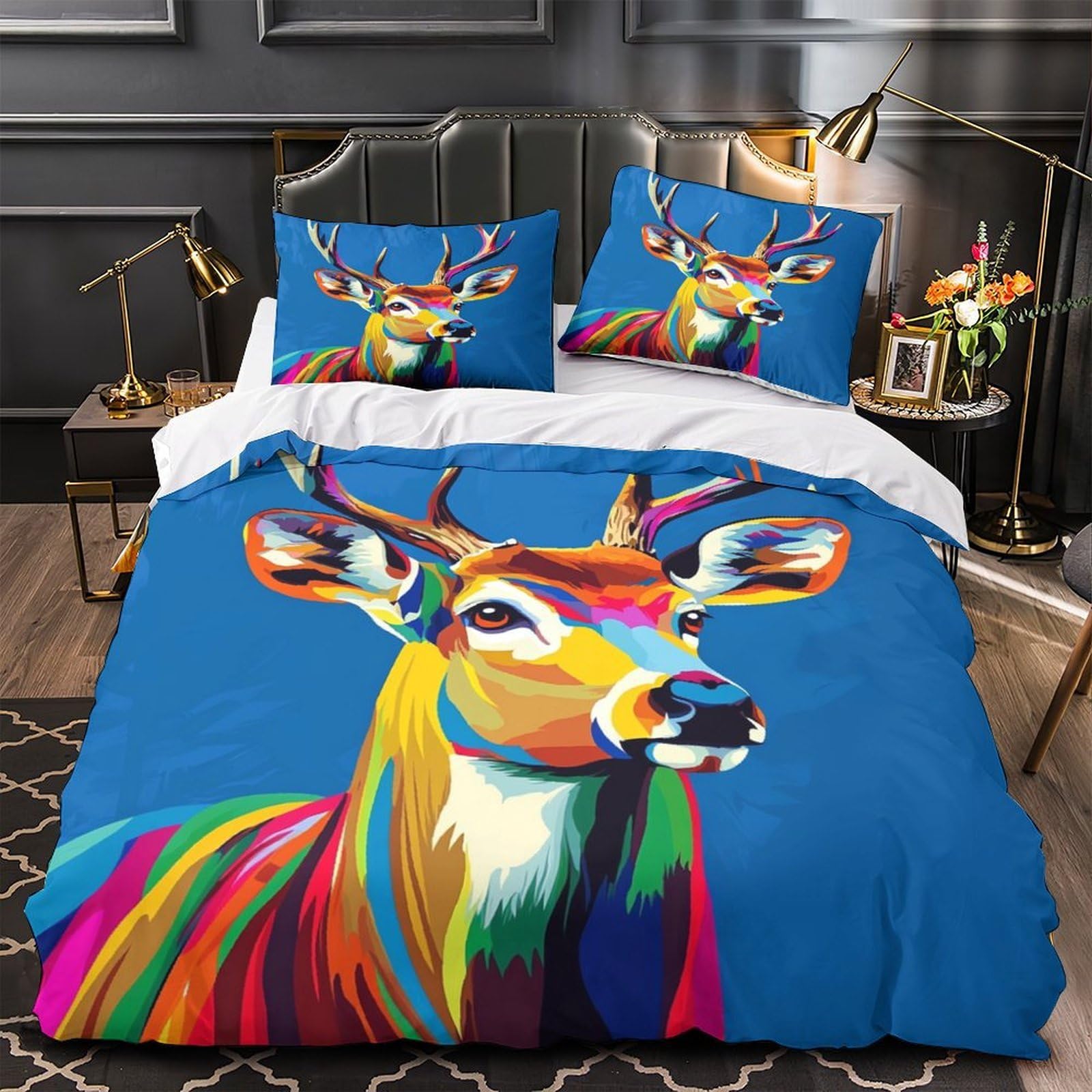 Housse de couette imprimée avec éclair caché microfibre lit adulte