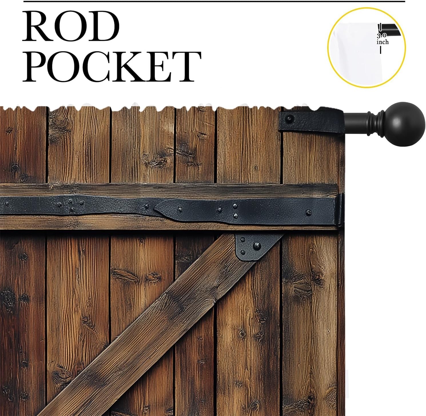 Country Farmhouse Door Boy Girls Blackout Curtains,Rustic Wood Vintage Farm Wooden Barn Door, 2 Panel Rod Pocket Thermal Insulated Drapes for Bedroom, Living, Kids Teen Room Deco 42x45 inch