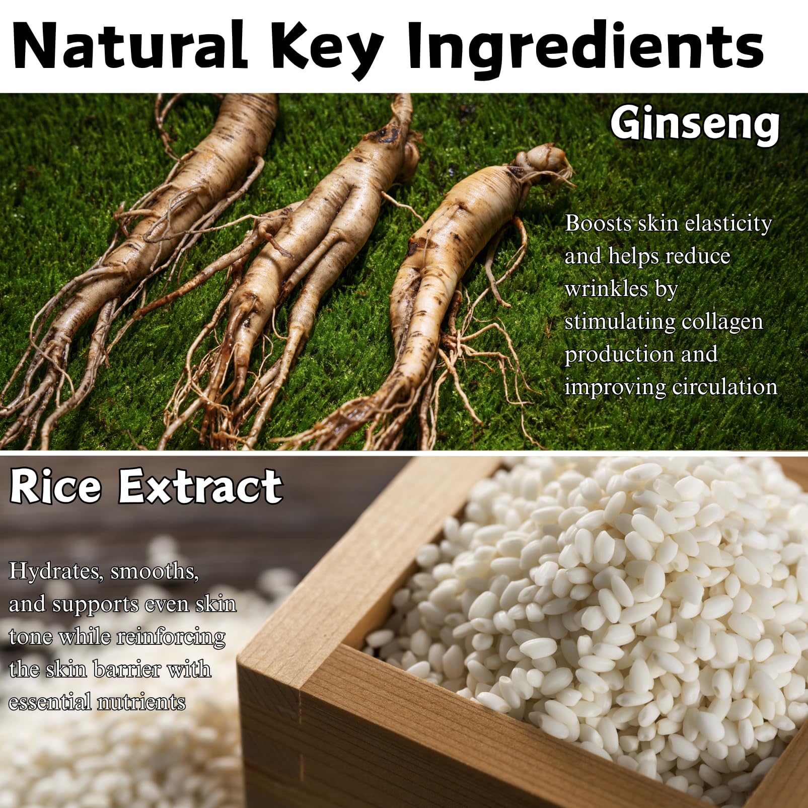Ginseng & Rice Moisturizing Cream, Korean Face Cream for Women Anti Aging Face Cream - Image 3