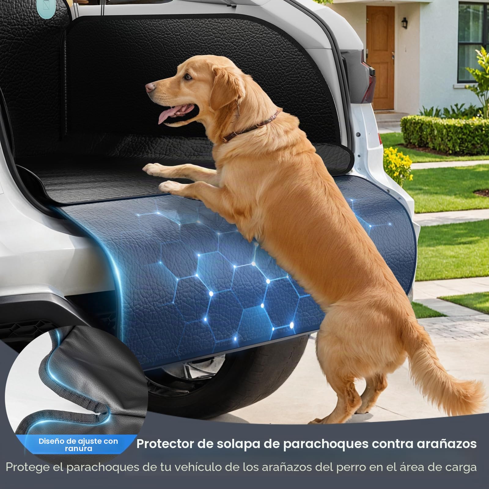 SUV Cargo Liner para perros con cuero PU, funda impermeable para maletero de mascotas con lados altos, alfombrilla de asiento para perros para SUV, furgonetas con protección para parachoques