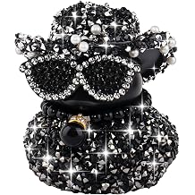 wonuu Multicolor Diamond Rubber Duck Car Ornaments Funny Office Gifts Dashboard Decorations for Cool Car Accessories, Black