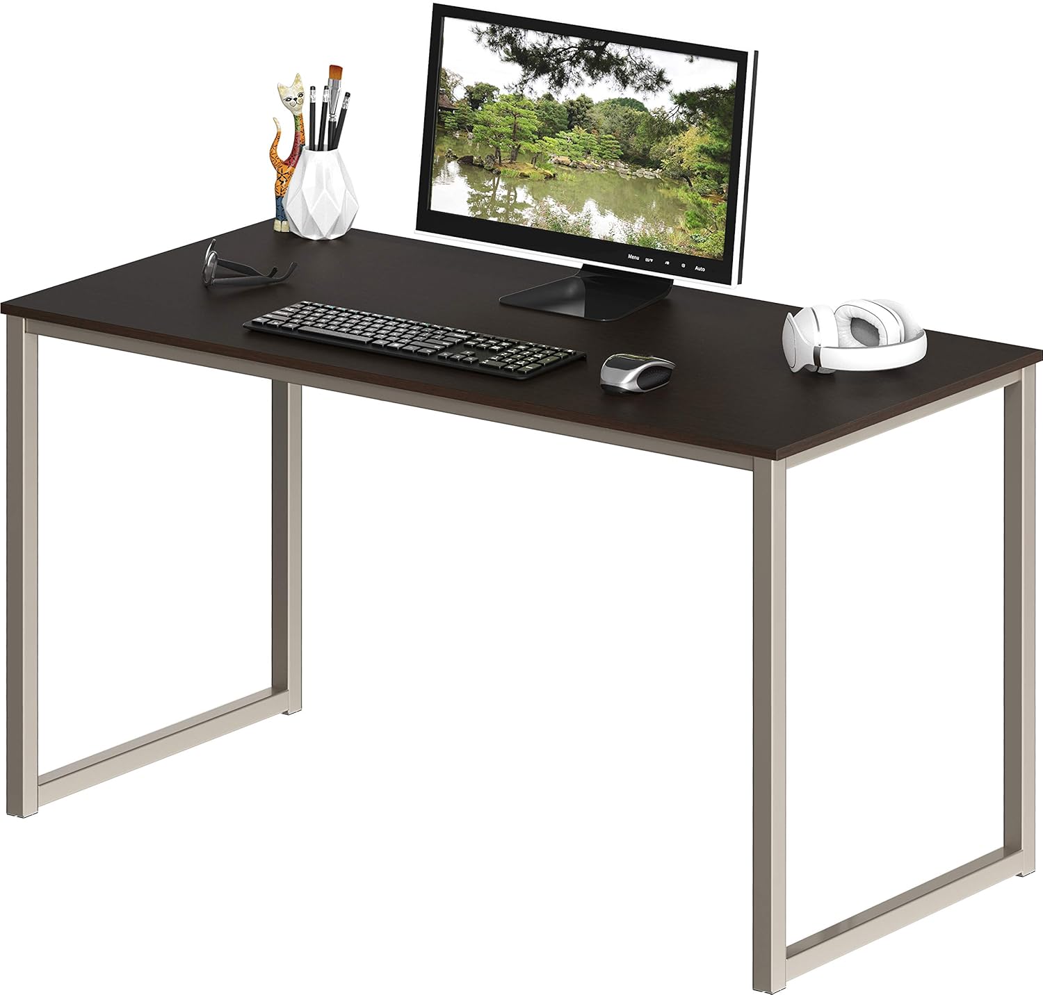 SHW Mission 40-Inch Home Office Computer Desk, 100 x 50 cm, Espresso