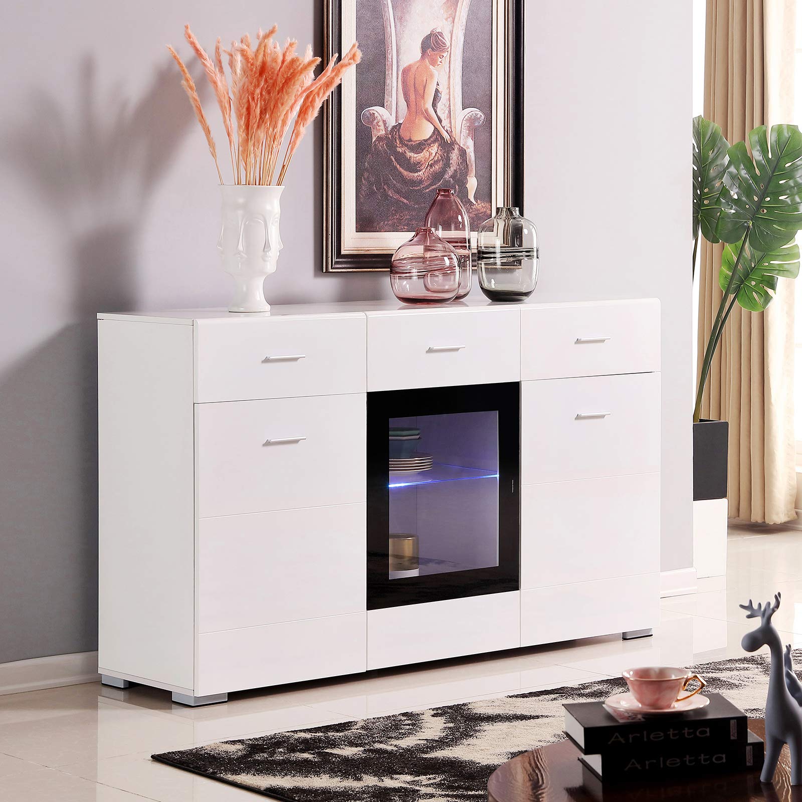 Buy Kitchen Sideboard Storage High Gloss LED Sideboards Buffet Tables