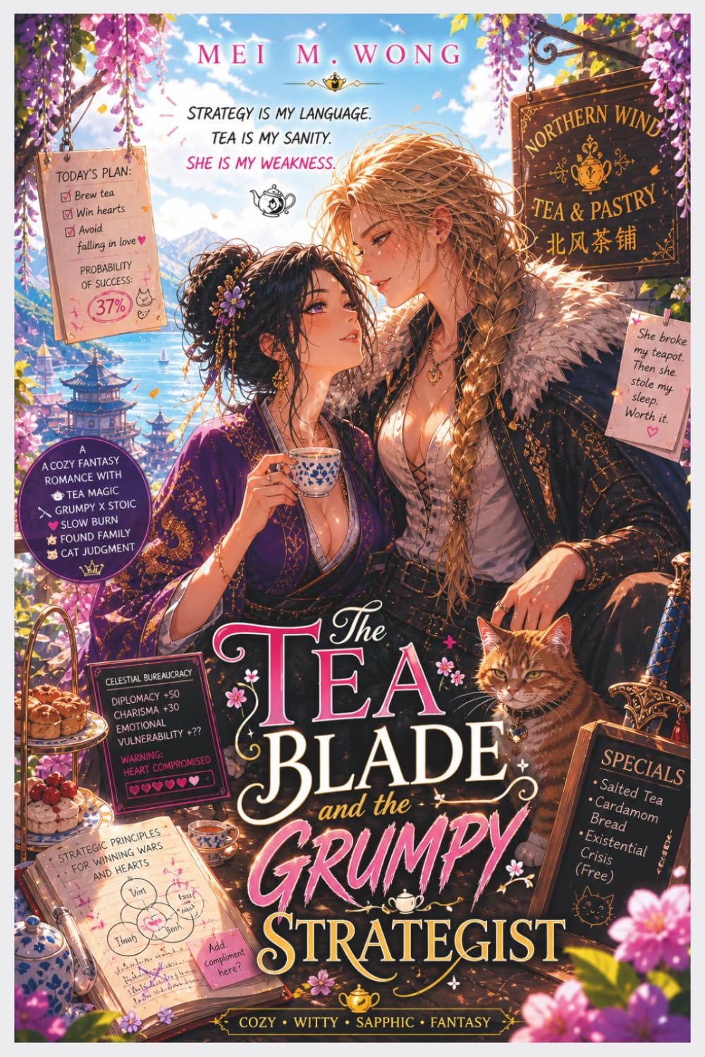 The Tea Blade and the Grumpy Strategist: A Cozy Fantasy Romance with Tea Magic, Slow Burn Sapphic Love, and Found Family