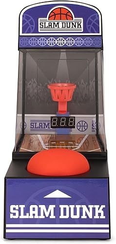 Miniatura 7 de Mini juego de baloncesto retro arcade, máquina de arcada de escritorio, juego de baloncesto de mesa portátil con contador de puntuaciones, aro de