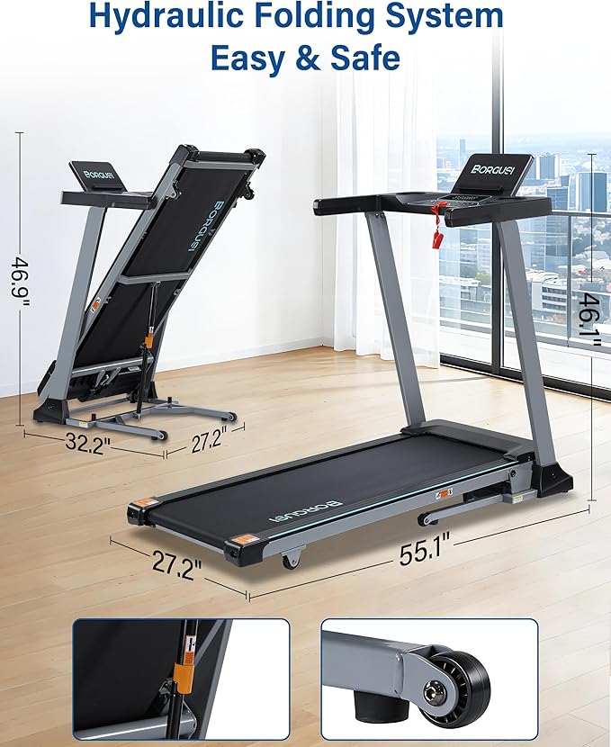 Caminadora Eléctrica Plegable con Inclinación Automática, 3.5 HP, Negro miniatura 7