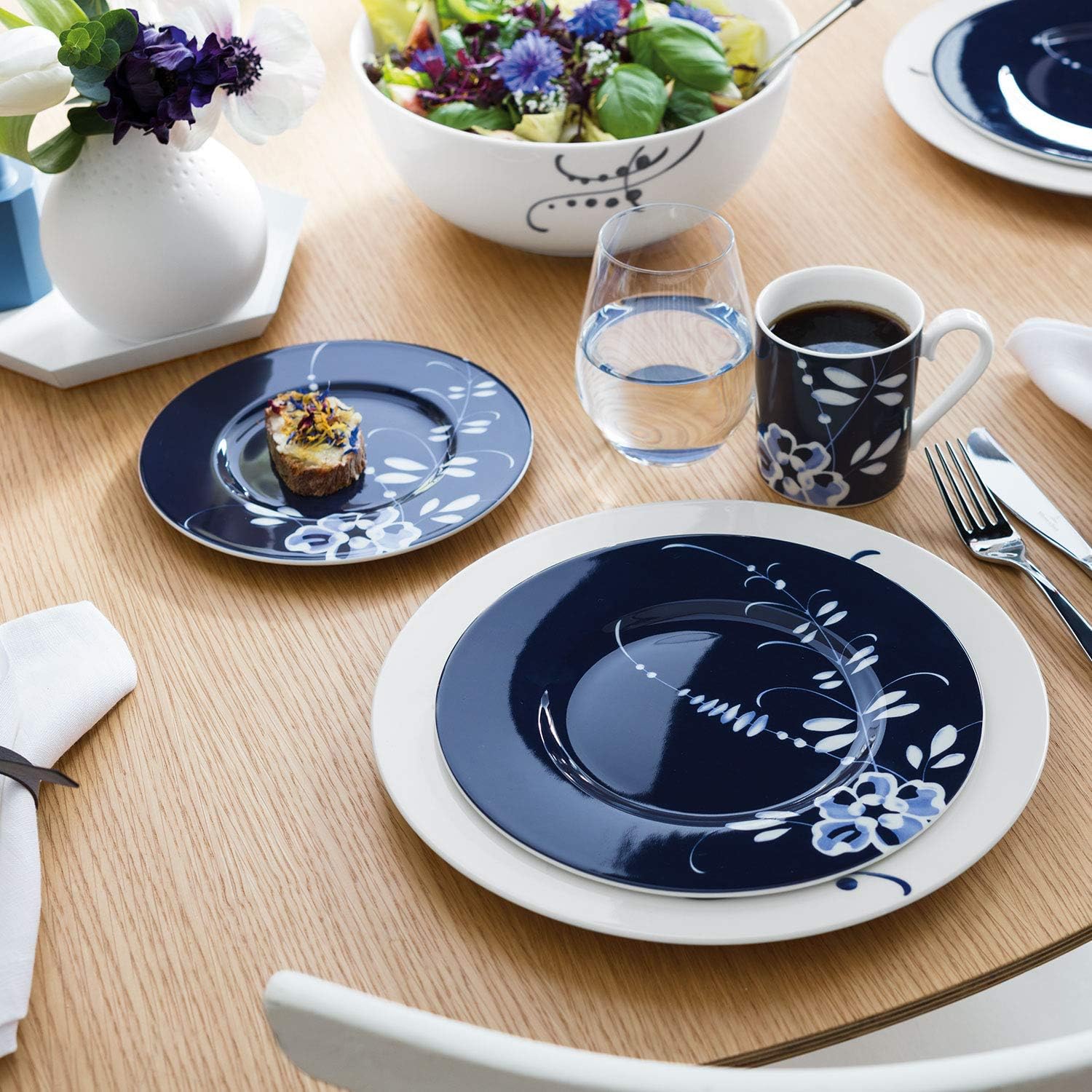 Villeroy & Boch Old Luxembourg Brindille Bread & Butter Plate, 6.25 in, Premium Porcelain, Blue (Pack of 2)