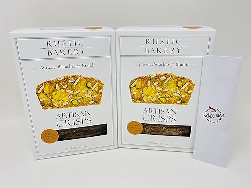 Generic Rustic Bakery Artisan Crisps Crackers Bundle | Pistacho de albaricoque y brandy con kit Kokobunch (paquete de 2) 5 onzas