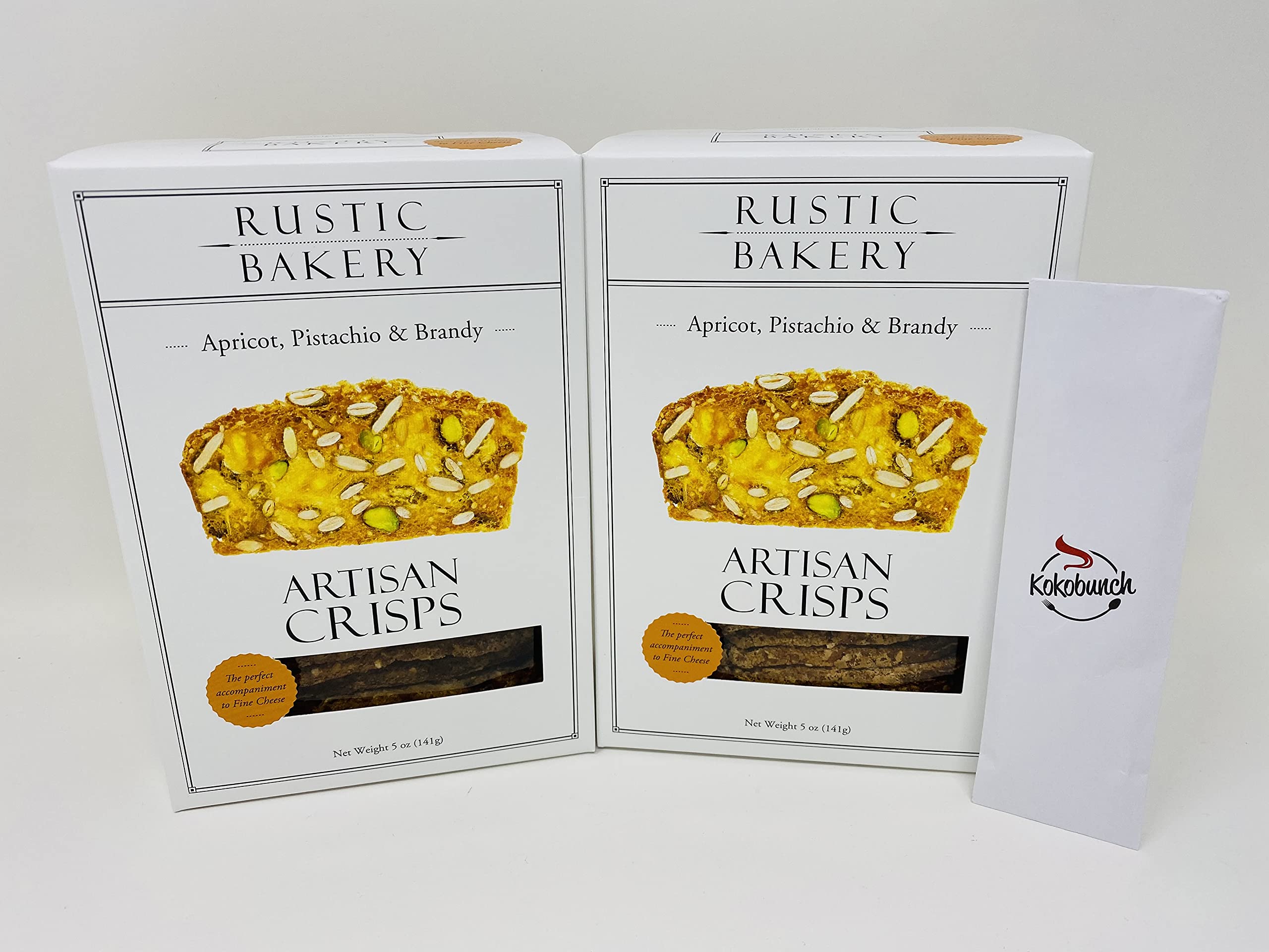 Generic Rustic Bakery Artisan Crisps Crackers Bundle | Apricot Pistachio & Brandy with Kokobunch Kit (2 Pack) 5 oz.