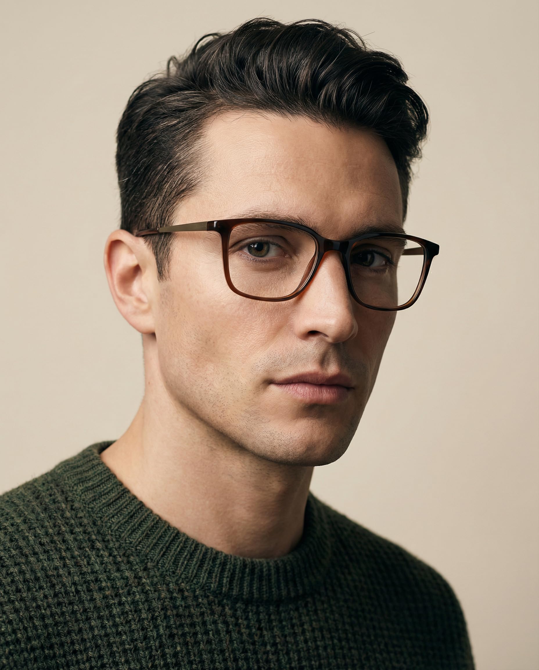 DAKOTA Brille mit Sehstärke für Herren optional mit Sonnenbrillentönung oder Blaulichtfilter, Rechteckig, gefertigt aus Acetat (inklusive Brillenetui)