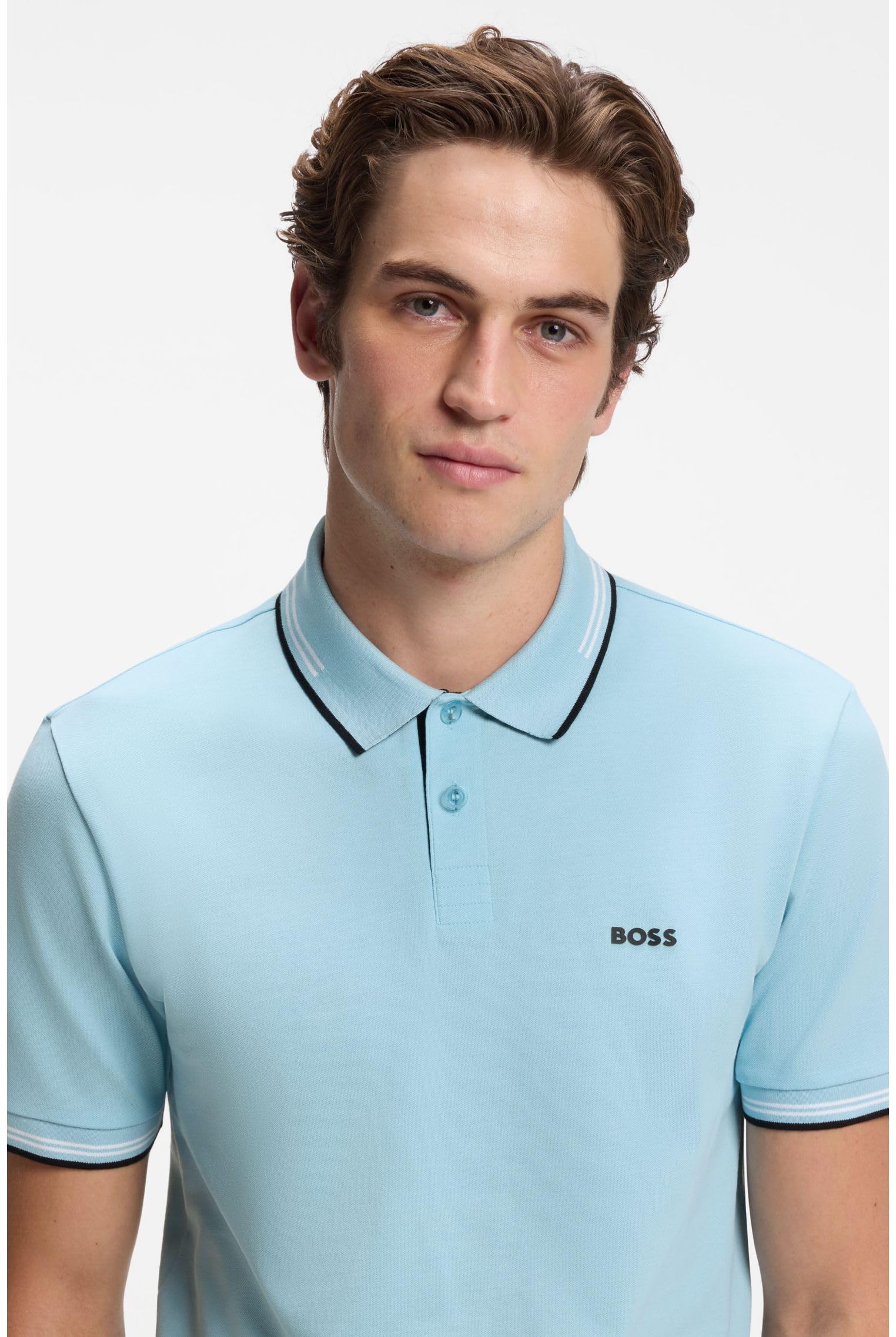 BOSS Hommes Paul Polo Slim en Coton Stretch logoté
