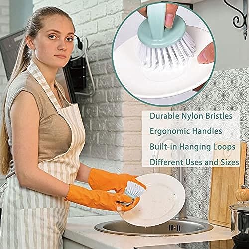 Miniatura 5 de Perastra Juego de cepillos para platos con asa juego de cepillos para platos de cocina juego de 4 cepillos de limpieza de cocina para macetas y