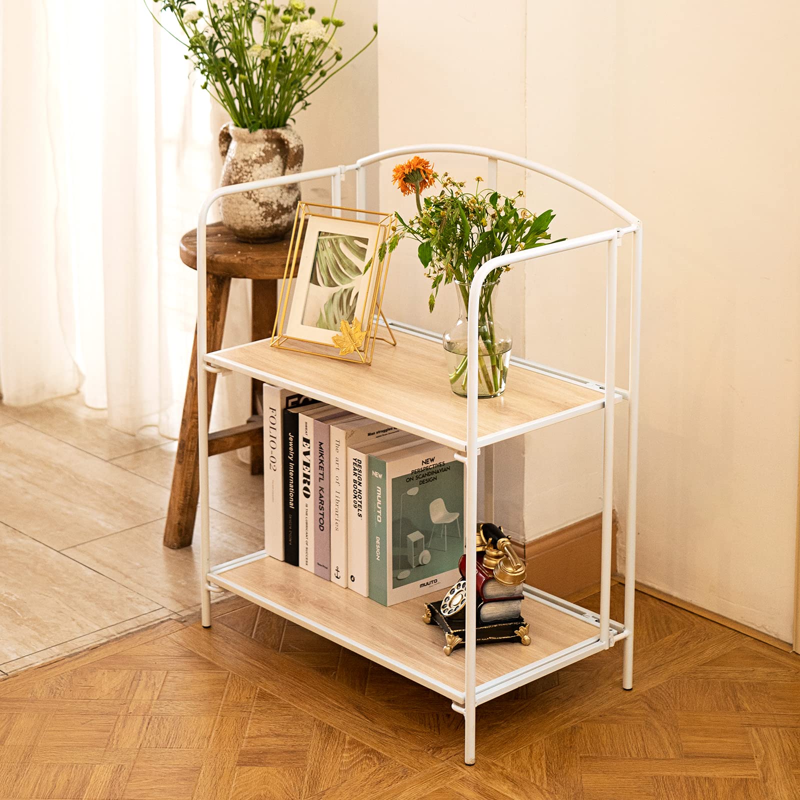 Amazon.com: Crofy No Assembly Folding Bookshelf for Living Room, 2