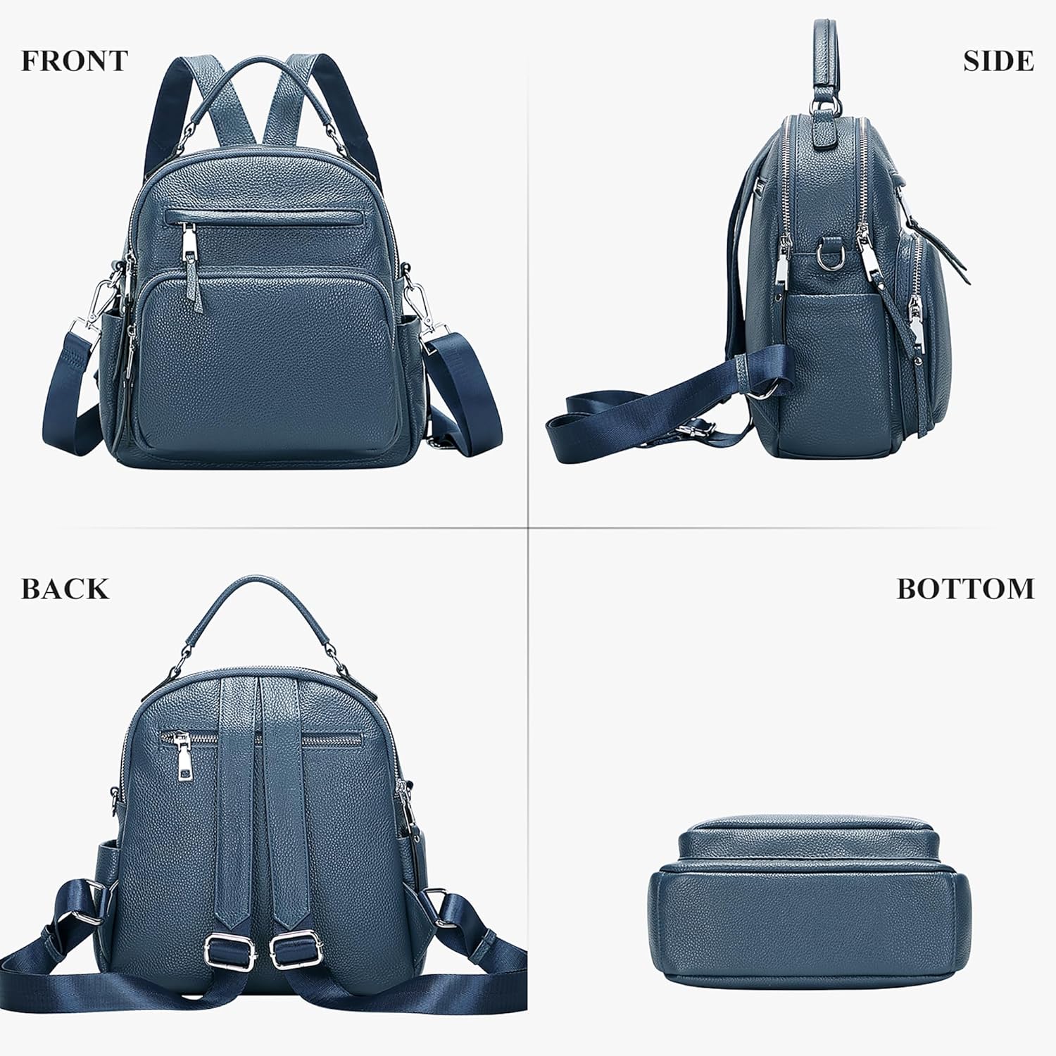 ALTOSY Genuine Leather Backpack for Women Small Convertible Backpack Purse Ladies Shoulder Bag 4 in 1 to Carry