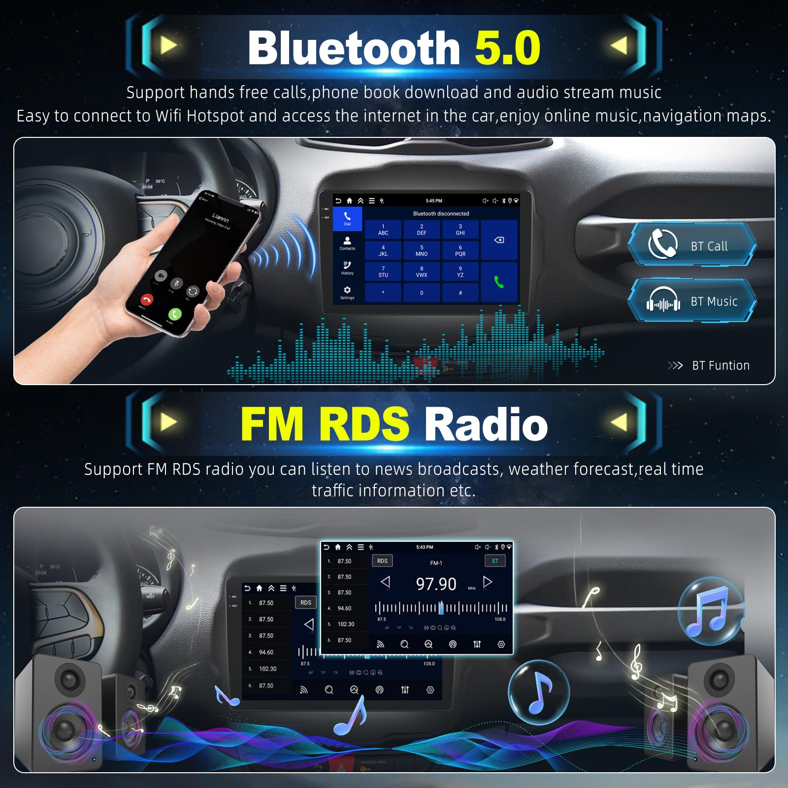 4G+128G Android Autoradio per Jeep Renegade 2016-2020 con Wireless Carplay & Android Auto, Schermo Touch IPS 9 pollici con GPS, WiFi, EQ, Bluetooth 5.0, Radio FM/RDS